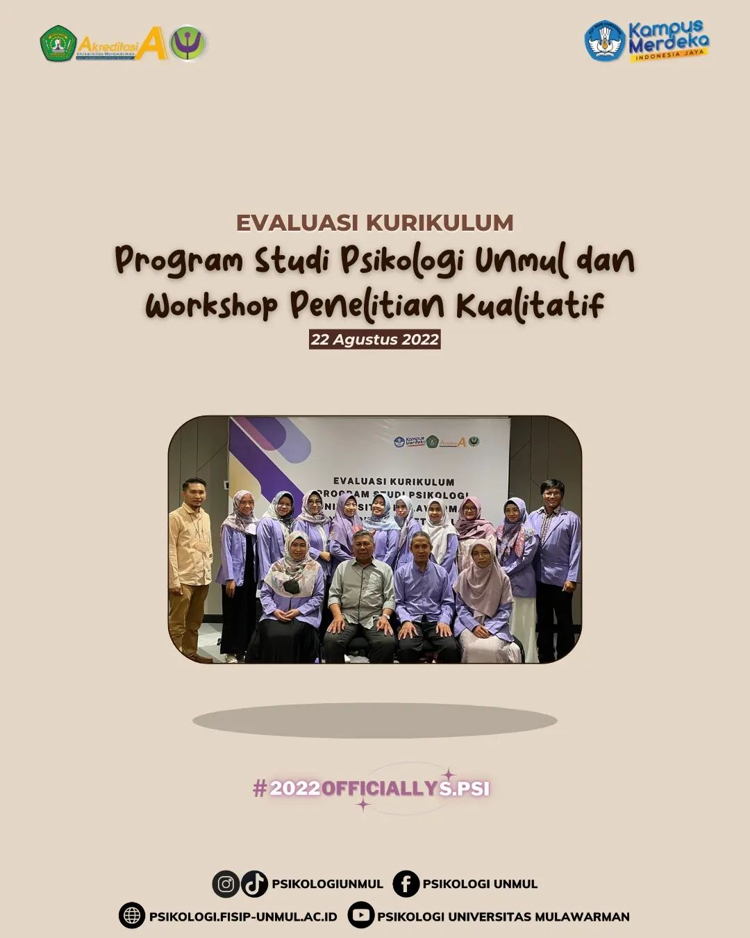 EVALUASI KURIKULUM PRODI PSIKOLOGI UNMUL DAN WORKSHOP PENELITIAN ...